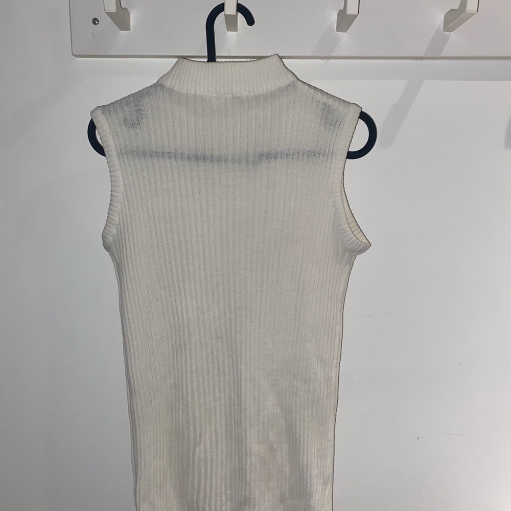 White mock neck tank